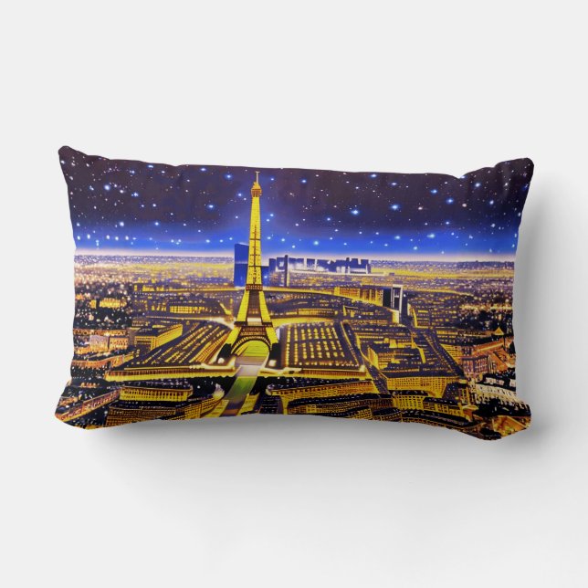 Coussin Rectangle Tour Eiffel et Paris sous les étoiles (Verso)
