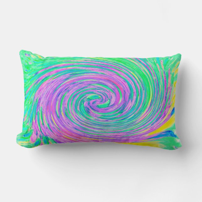 Coussin Rectangle Tourbillon Abstrait Bleu Turquoise et Violet (Recto)