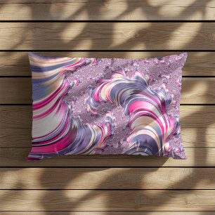 Coussin Rectangle Tourbillon fractal rose violet abstrait