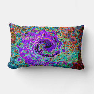 Coussin Rectangle Tourbillon Liquide Abstrait Rétro Coloré Violet