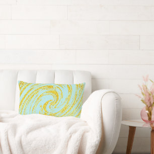 Coussin Rectangle Tourbillons bleus Abstraits Or Paillettes Nautique