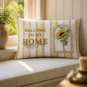 Coussin Rectangle Tournesol Fenêtre Bienvenue Maison Endroit Heureux