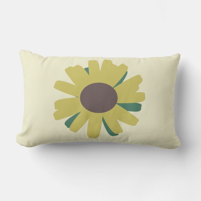 Coussin Rectangle Tournesol simple fleur marron vert jaune   (Recto)
