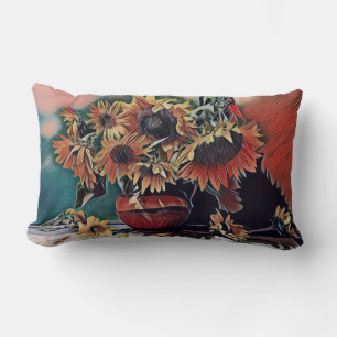 Coussin Rectangle Tournesols de style impressionniste classique dans