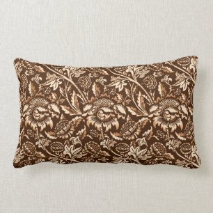 Coussin Rectangle Tournesols de William Morris, brun chocolat et