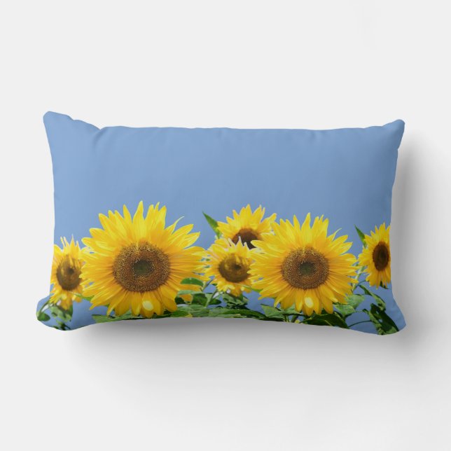 Coussin Rectangle Tournesols sur fond bleu ciel (Recto)