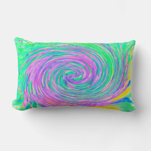 Coussin Rectangle Tourquoise bleu et violet Abstrait spirale