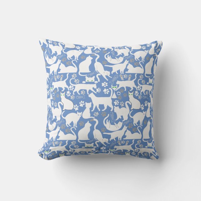Coussin Rectangle Tous les chats motif.w.bx4 L Bleu BG (Recto)
