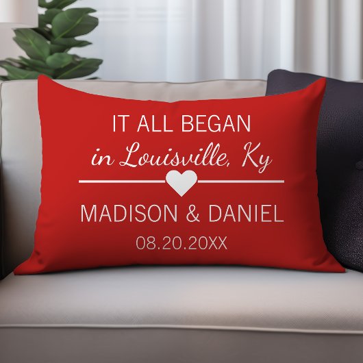 Coussin Rectangle Tout a commencé Cœur de couples personnalisés Roma
