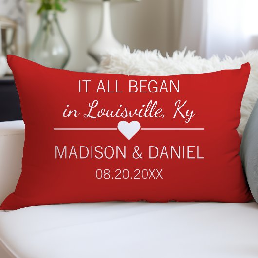 Coussin Rectangle Tout a commencé Cœur de couples personnalisés Roma