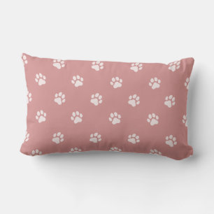 Coussin Rectangle Tout en empreinte de patte d'animal rose saumon