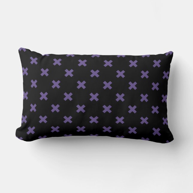 Coussin Rectangle Traces croisées ultra violettes sur noir (Recto)