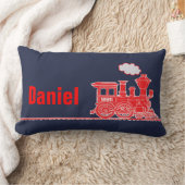 Coussin Rectangle Train à vapeur rouge enfants nommés (Couverture)