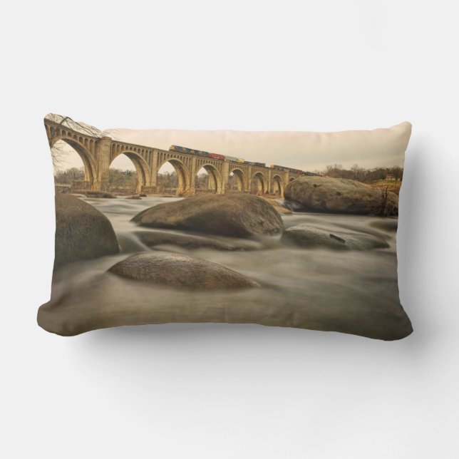 Coussin Rectangle Train au-dessus de James River (Recto)