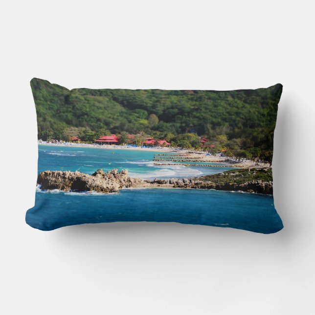 Coussin Rectangle Tranquil Island Paradise Labadee Haïti (Recto)