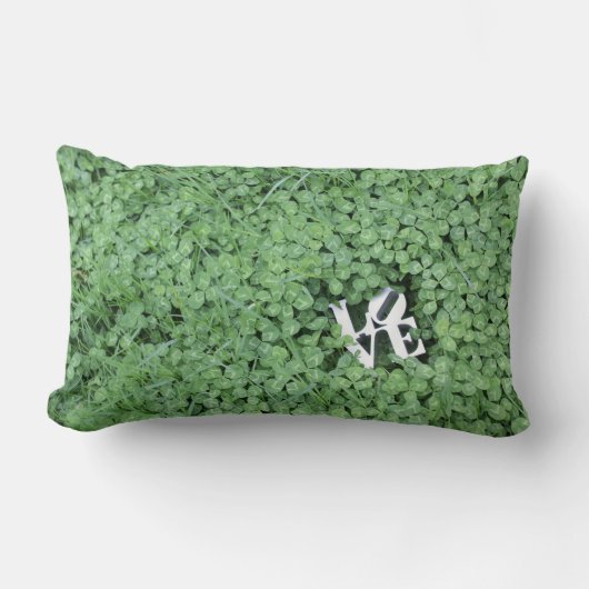Coussin Rectangle Trèfle Vert Amour Mariage de Printemps Décoration  (Recto)