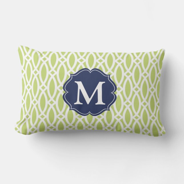 Coussin Rectangle Treillis moderne vert élégant personnalisé (Recto)