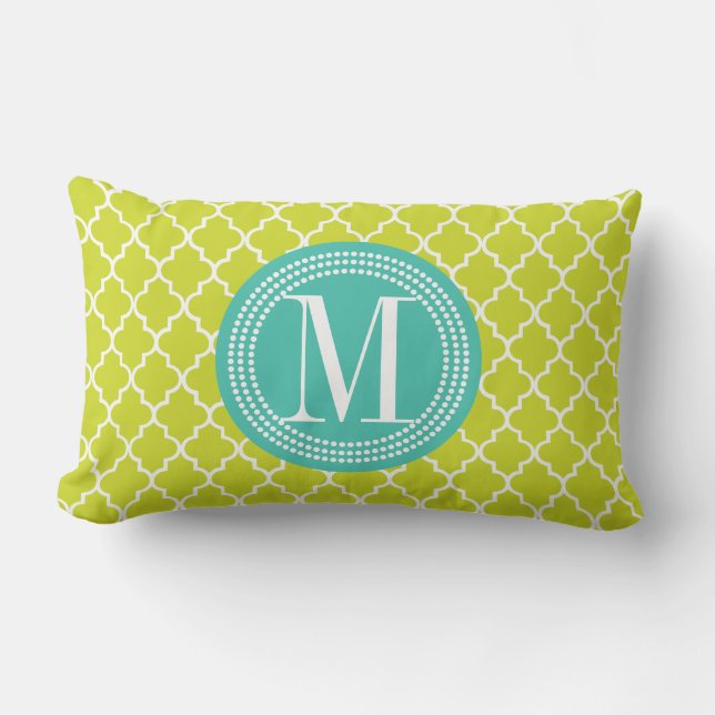 Coussin Rectangle Trellis marocain de tuiles de vert de chaux (Recto)