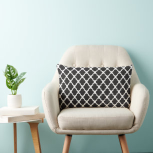 Coussin Rectangle Trellis marocain noir et blanc
