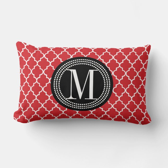 Coussin Rectangle Trellis marocain rouge chic personnalisé (Recto)