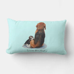 Coussin Rectangle très mignon chiot beagle bouddin maman chien