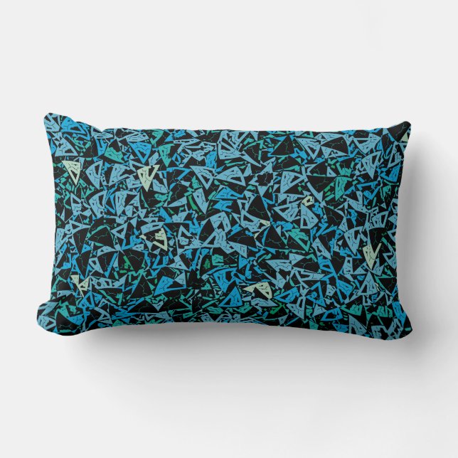 Coussin Rectangle Triangle bleu vert noir Motif sans couture (Recto)