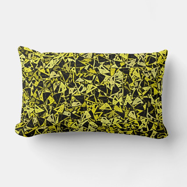 Coussin Rectangle Triangle noir vert jaune Motif sans couture (Recto)