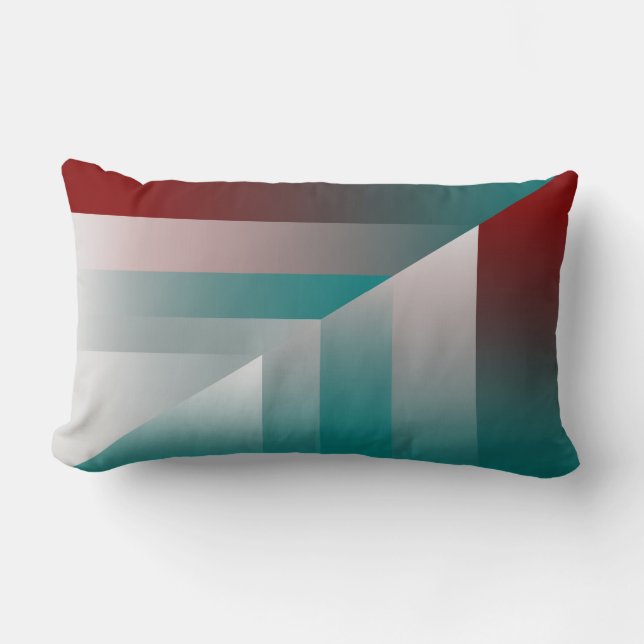 Coussin Rectangle triangles gris bordeaux turquoise (Recto)