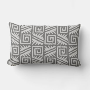 Coussin Rectangle Tribal d'Ikat Aztec - Nuances de gris / gris