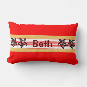 Coussin Rectangle Tribal Honu Red Surboard