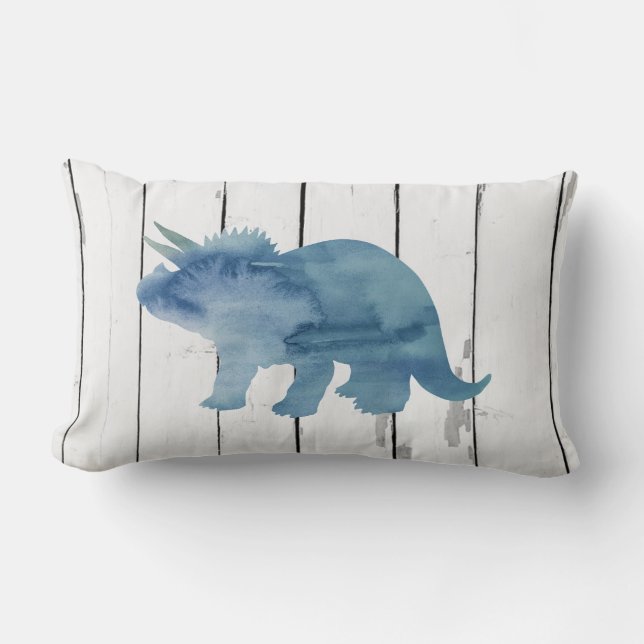Coussin Rectangle Tricératops bleu Dinosaur Décor rustique (Recto)