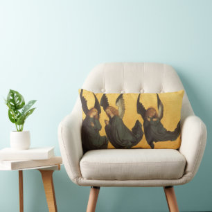 Coussin Rectangle Trio d'anges de la Renaissance par Maître du Livre