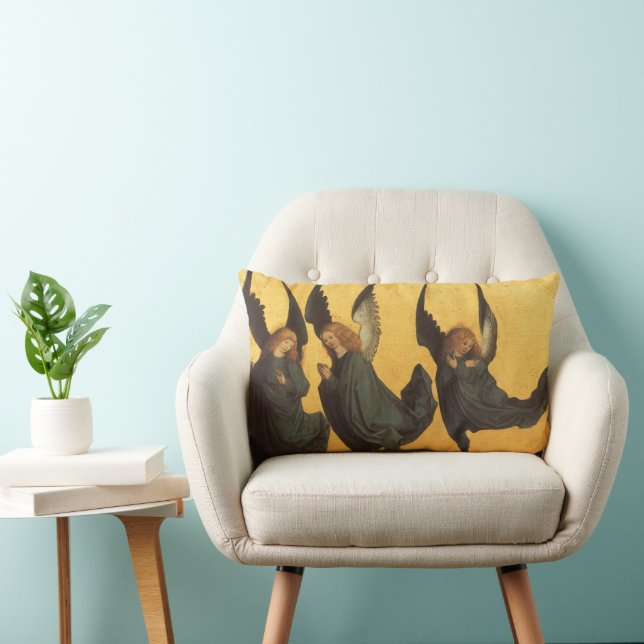 Coussin Rectangle Trio d'anges de la Renaissance par Maître du Livre (Chaise)