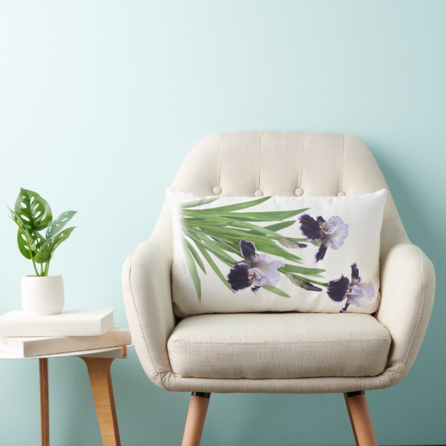 Coussin Rectangle Trio d'Iris à Barbe Violette (Chaise)