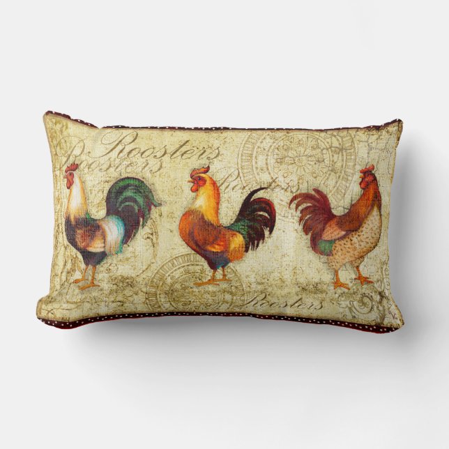 Coussin Rectangle Trois coqs (Recto)