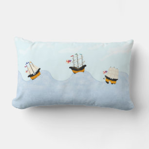 Coussin Rectangle Trois navires naviguant sur le Rolling Sea Nautica