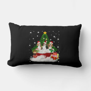 Coussin Rectangle Trois Père Noël Beagle Avec Arbre De Noël