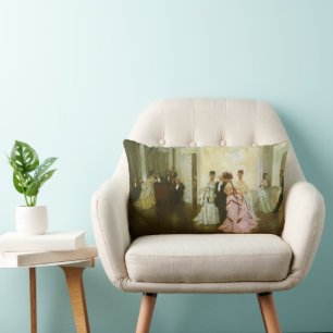 Coussin Rectangle Trop Tôt par James Tissot, Art Victorien Ancien