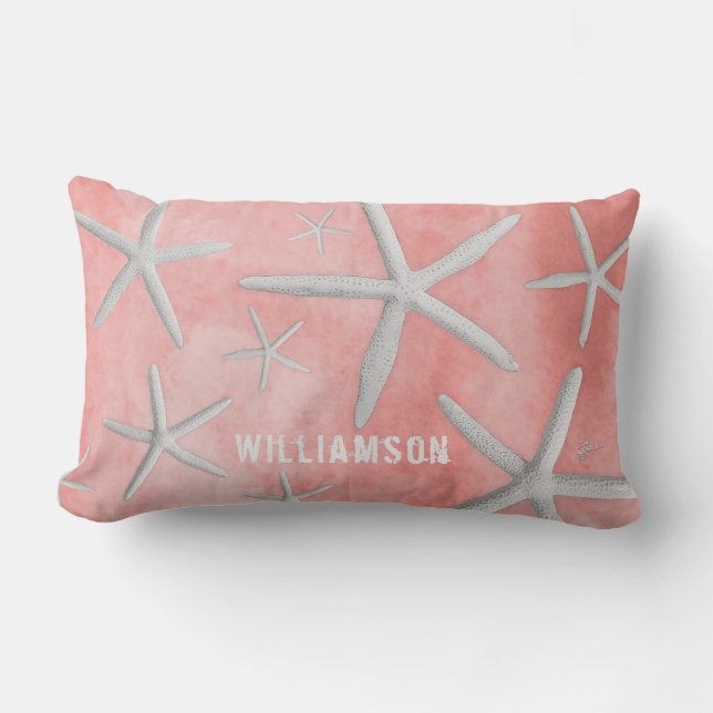 Coussin Rectangle Tropical Beach Coastal Starfish Moderne Coral (Recto)