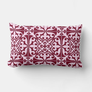 Coussin Rectangle Tuile marocaine - bordeaux et rose