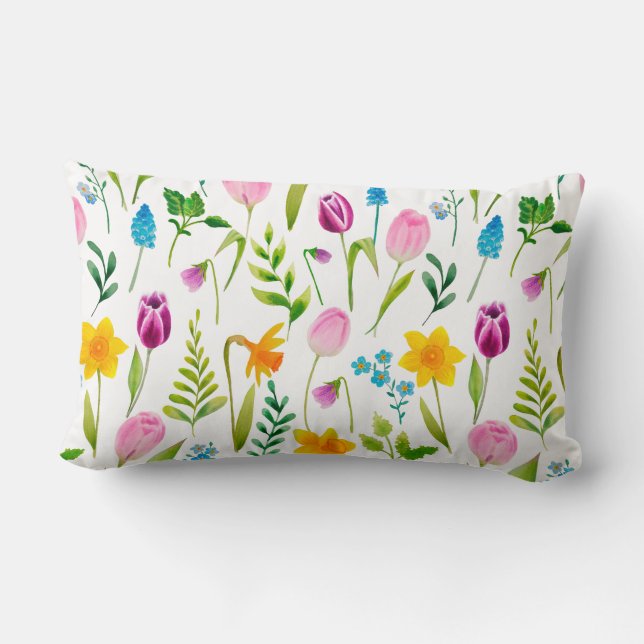 Coussin Rectangle Tulipes Fleur Motif sans couture (Verso)