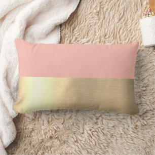 Coussin Rectangle Tulipes fraîches Faux rustique feuille d'or rose