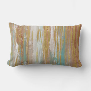 Coussin Rectangle Turquoise, blanche, rouge ocre et or Abstrait