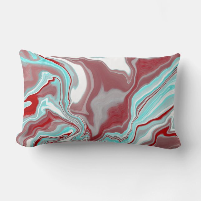 Coussin Rectangle Turquoise, Bourgogne, persiennes en marbre rouge e (Recto)