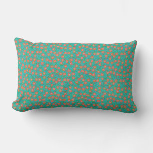 Coussin Rectangle Turquoise élégante et décoratif floral orange