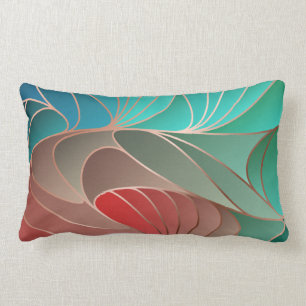 Coussin Rectangle Turquoise et corail Nouveau Art Nouveau