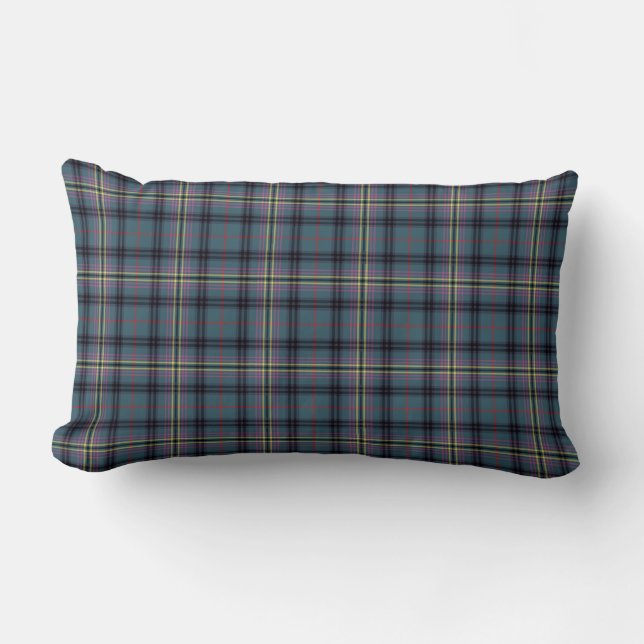 Coussin Rectangle Turquoise et noir Kennedy Clan écossais ancien Pla (Recto)