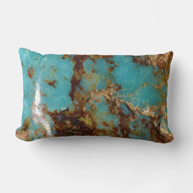 Coussin Rectangle Turquoise et or (Recto)