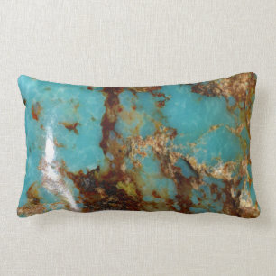 Coussin Rectangle Turquoise et or