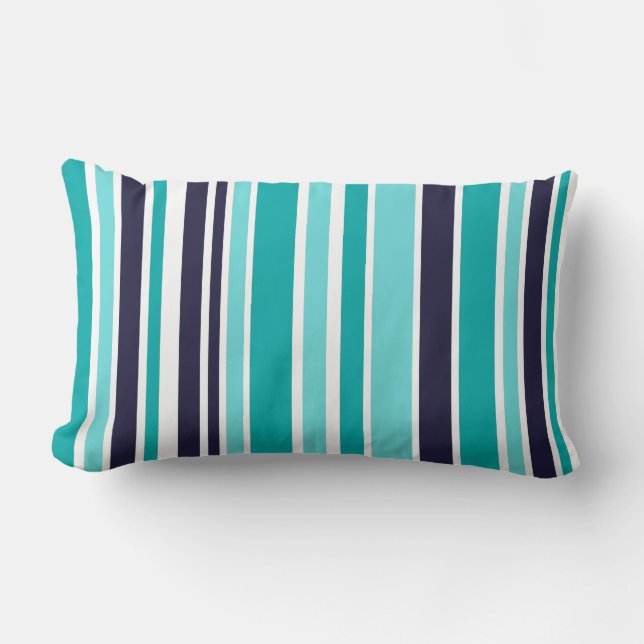 Coussin Rectangle Turquoise et rayé bleu foncé (Recto)